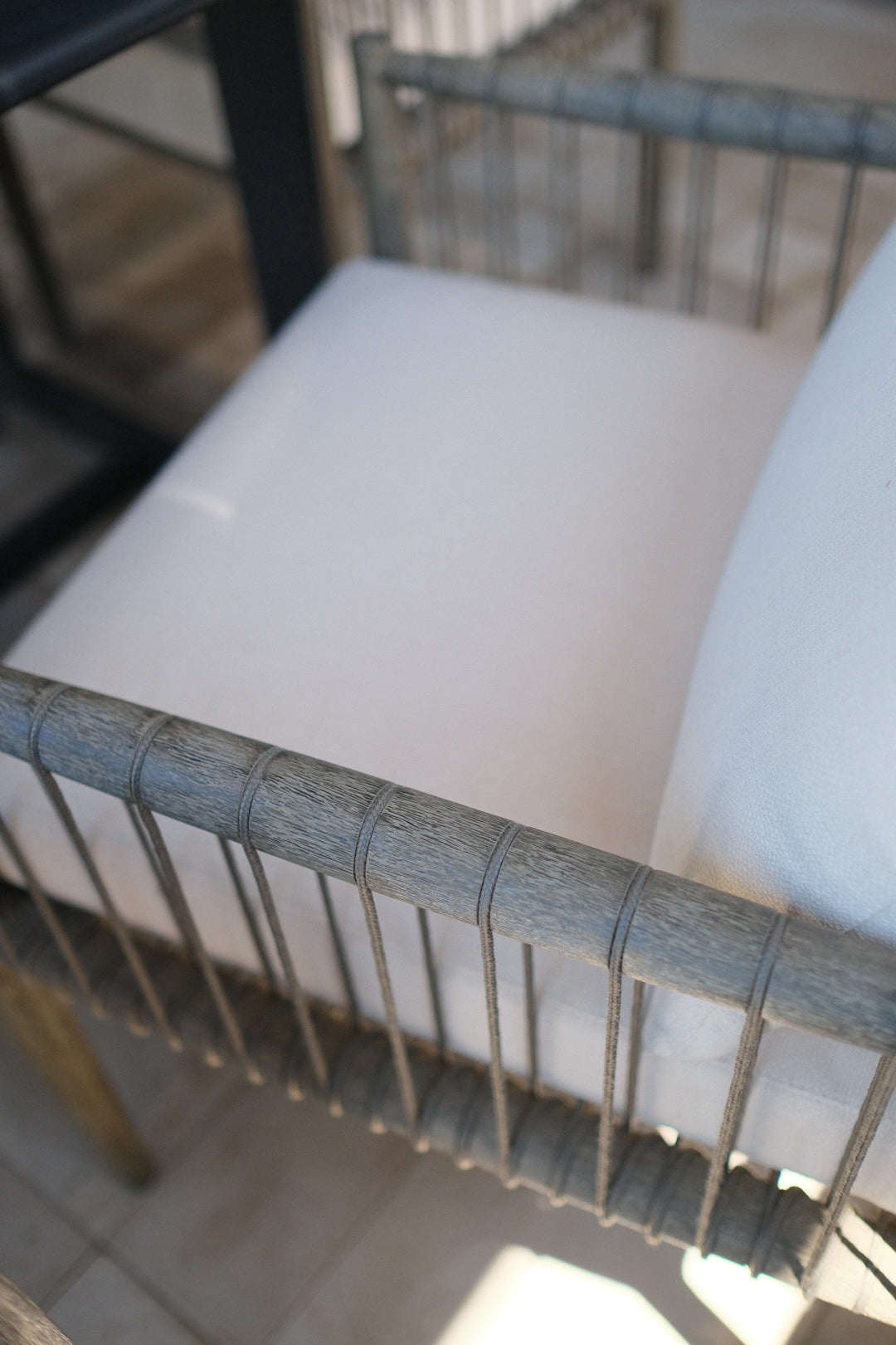 GREY ROPE OUTDOOR DINING CHAIR SET OF 6