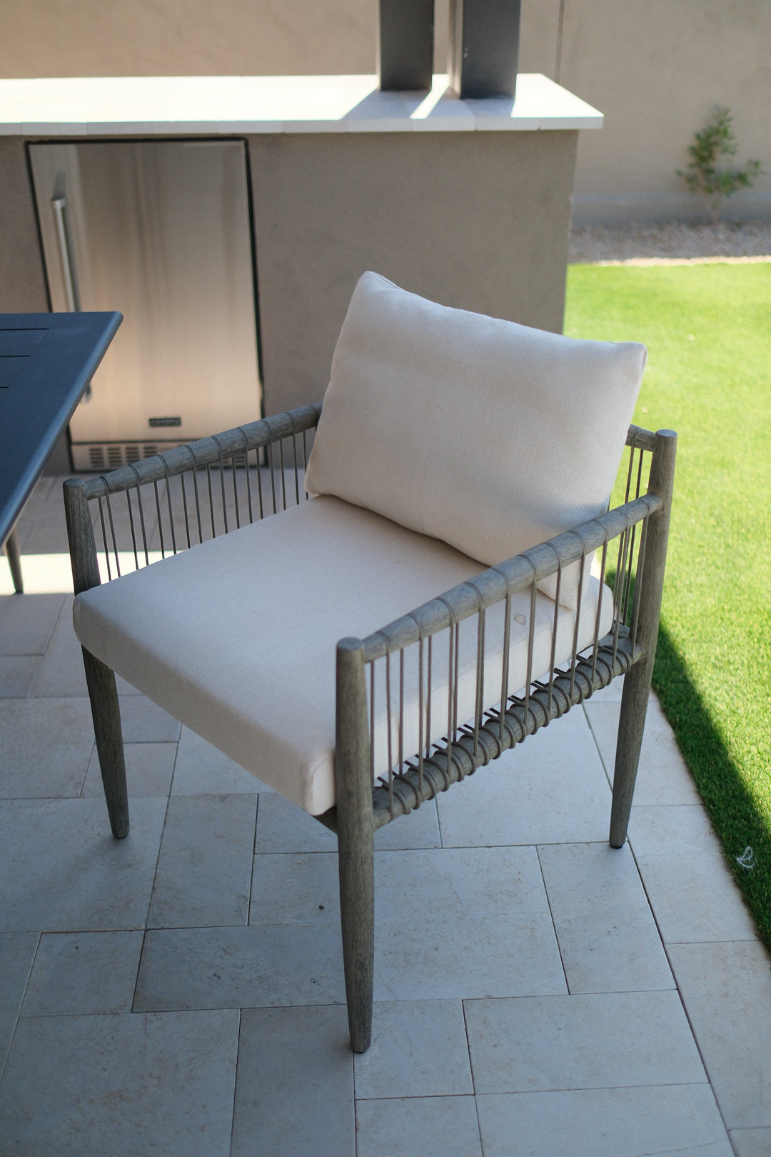 GREY ROPE OUTDOOR DINING CHAIR SET OF 6