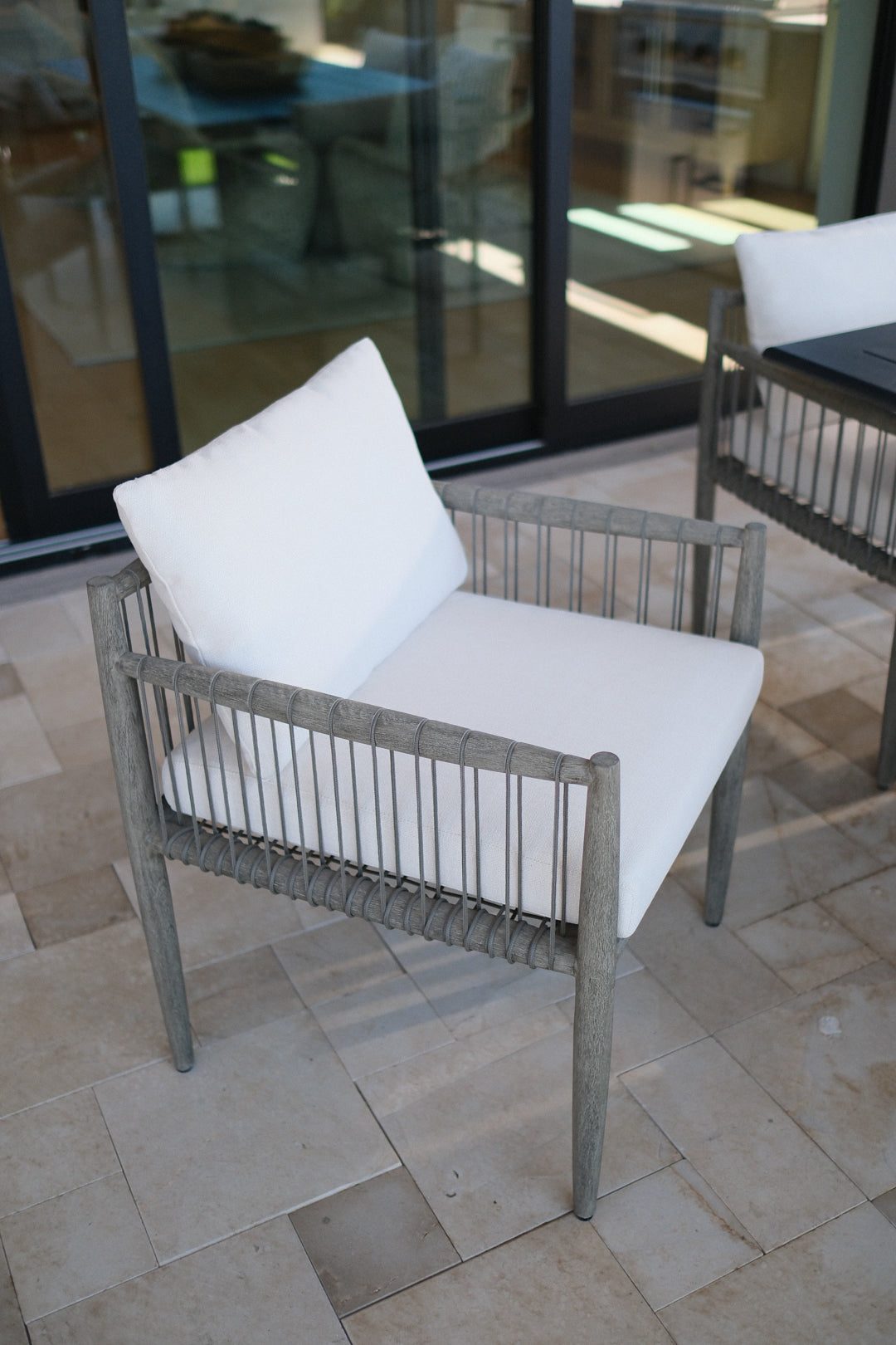 GREY ROPE OUTDOOR DINING CHAIR SET OF 6