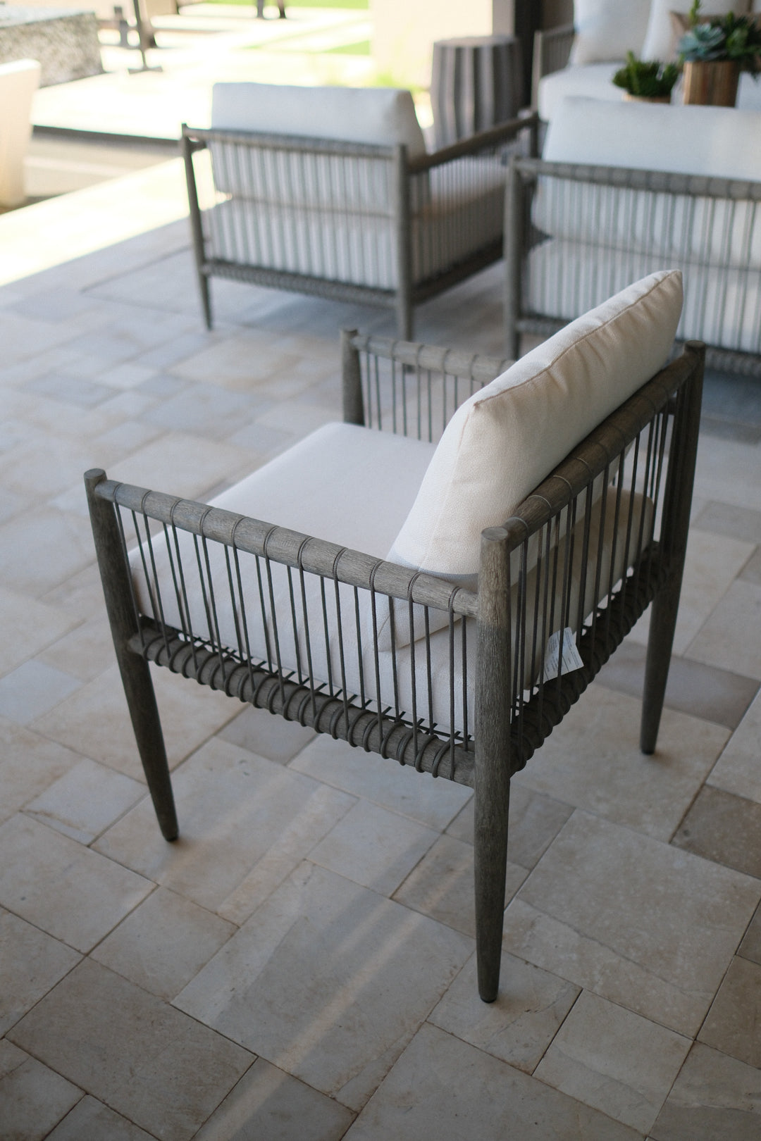 GREY ROPE OUTDOOR DINING CHAIR SET OF 6