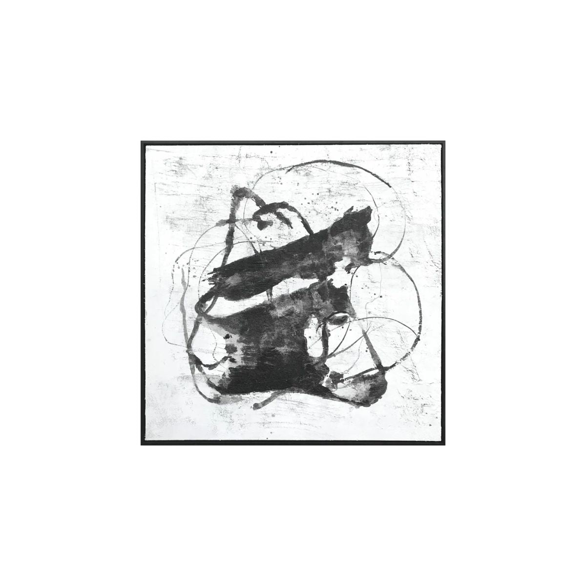 BLACK SWIRL BLOT CANVAS 30X30IN