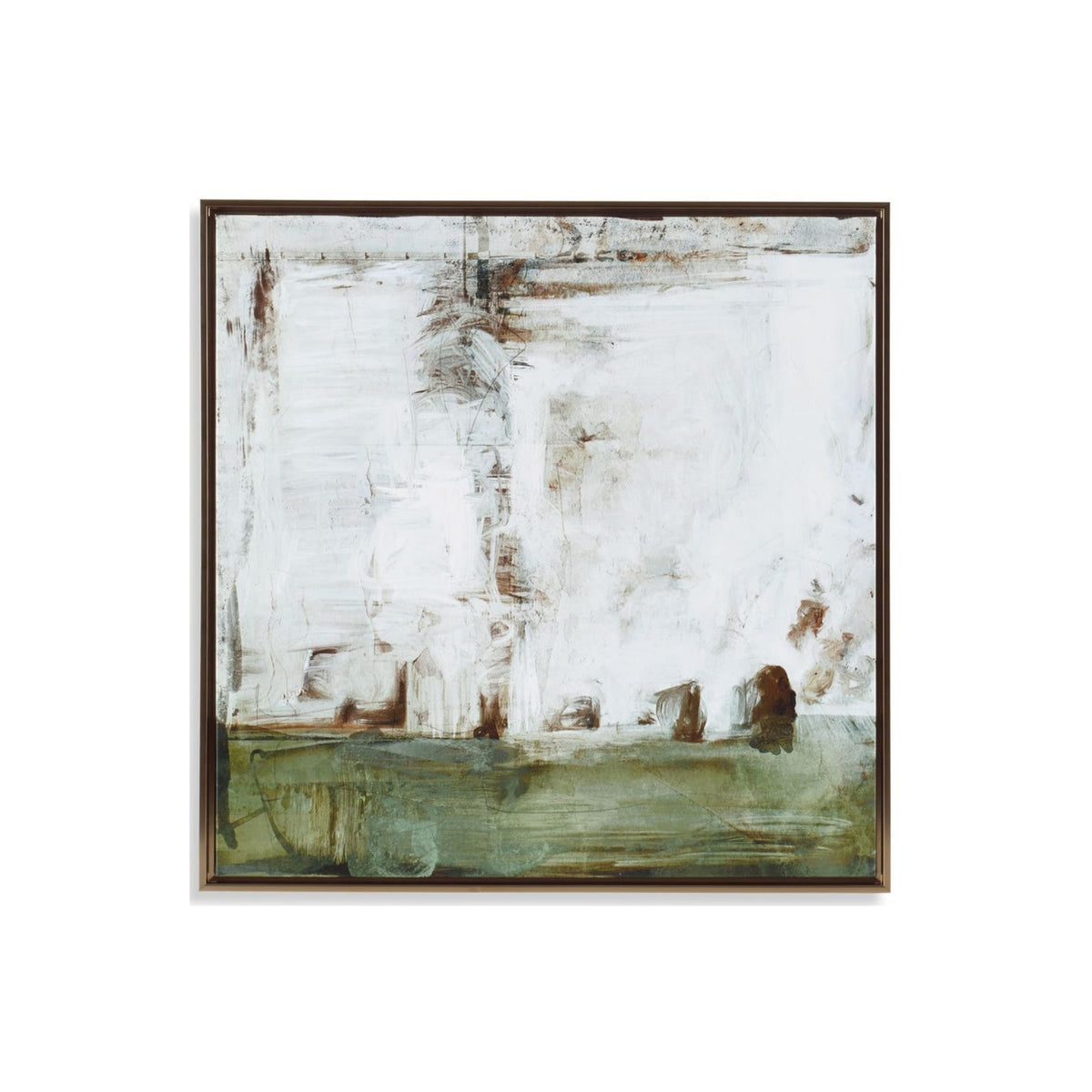 GREEN &amp; WHITE FRAMED CANVAS 38X38