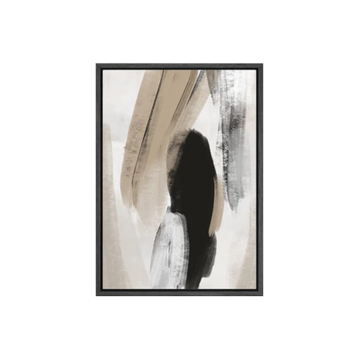 BLACK TAN PAINT STROKES CANVAS 24X36