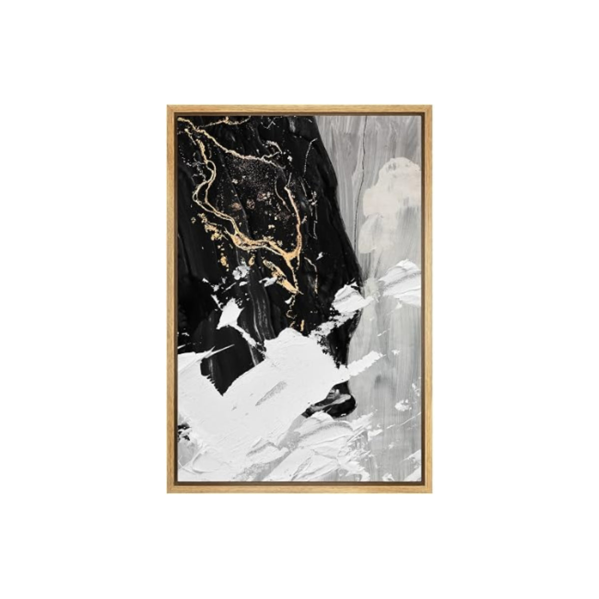 WHITE GOLD PAINT STROKE CANVAS I 16X24