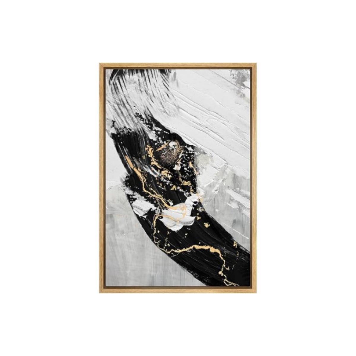 WHITE GOLD PAINT STROKE CANVAS II 16X24