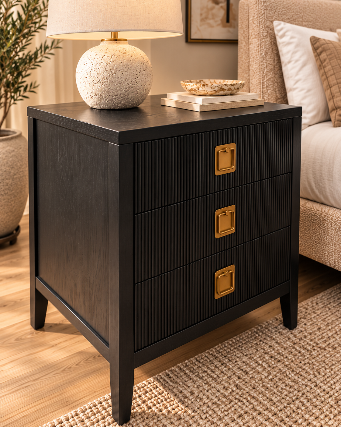 33.4"L 3-DRAWER CHEST, DARK BROWN