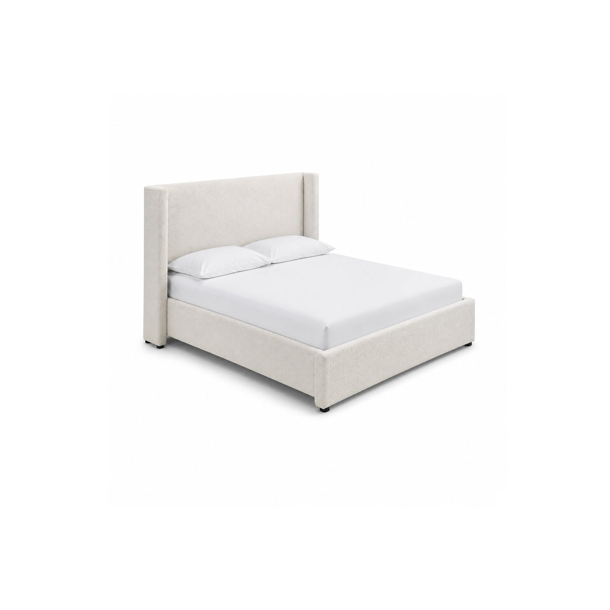 53"H BOUCLE PLATFORM KING BED WHITE VT