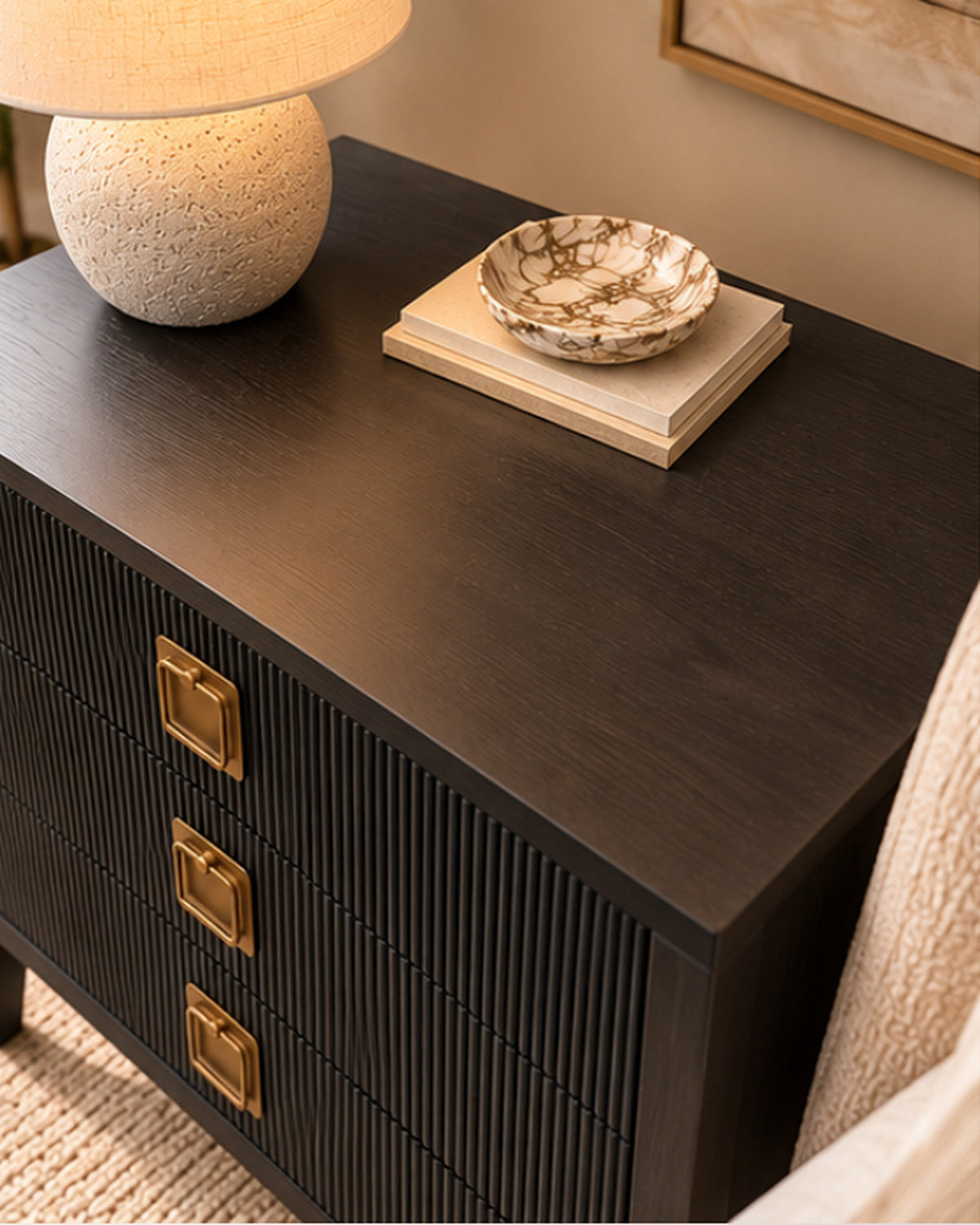 33.4"L 3-DRAWER CHEST, DARK BROWN
