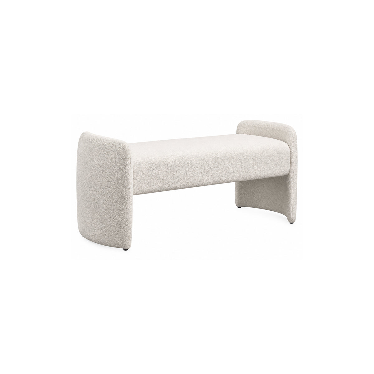 55"L WHITE BOUCLE BENCH