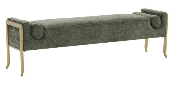 67"L GREEN VELVET BENCH