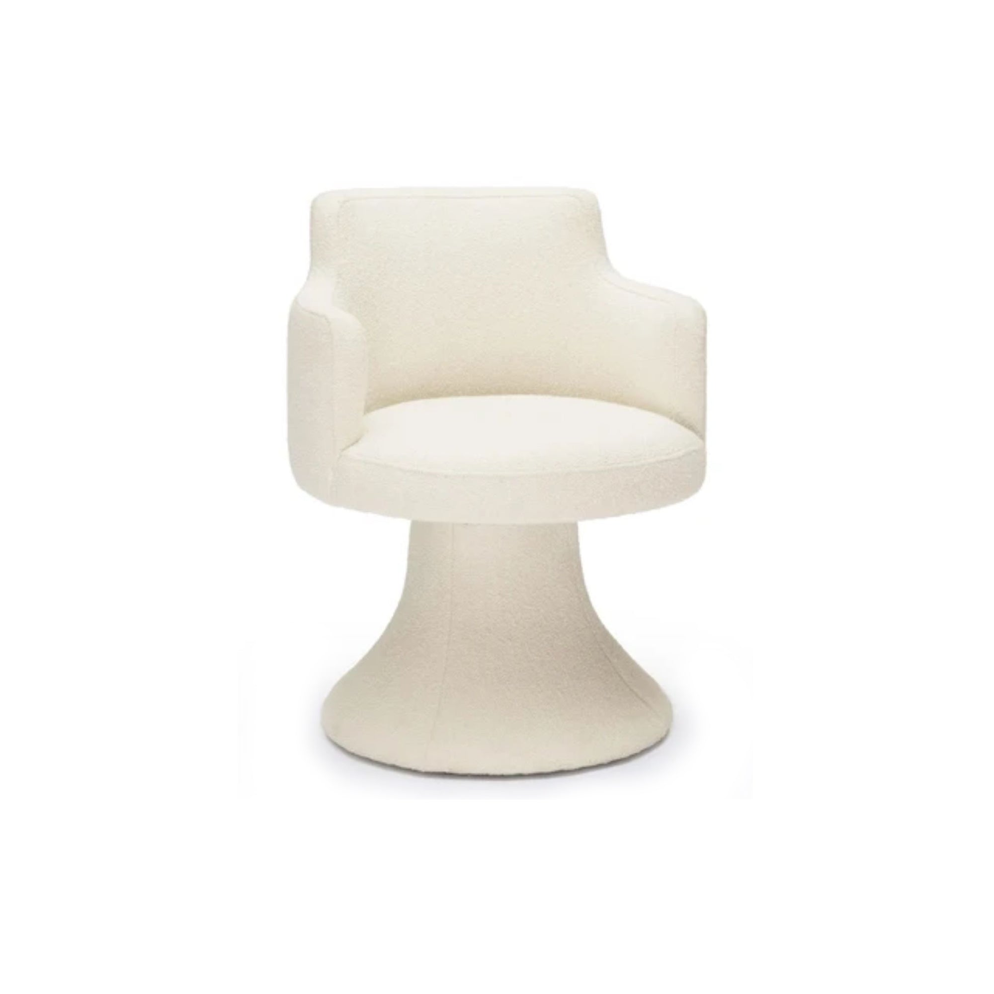 BOUCLE WHITE SWIVEL DINING CHAIR 5