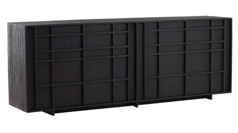 86"L BLACK 4-DR SIDEBOARD