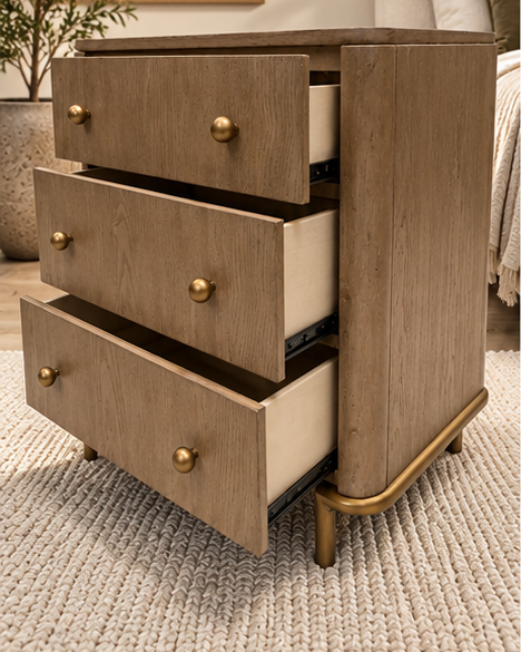 26"L 3-DRAWER NIGHTSTAND SANDWASH