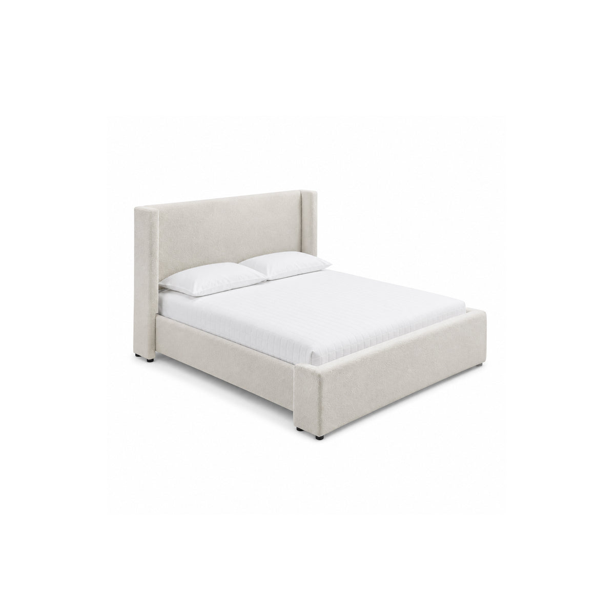 53"H BOUCLE PLATFORM KING BED WHITE N